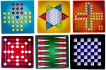 A collection of different board games such as Chinese Checkers and Backgammon.